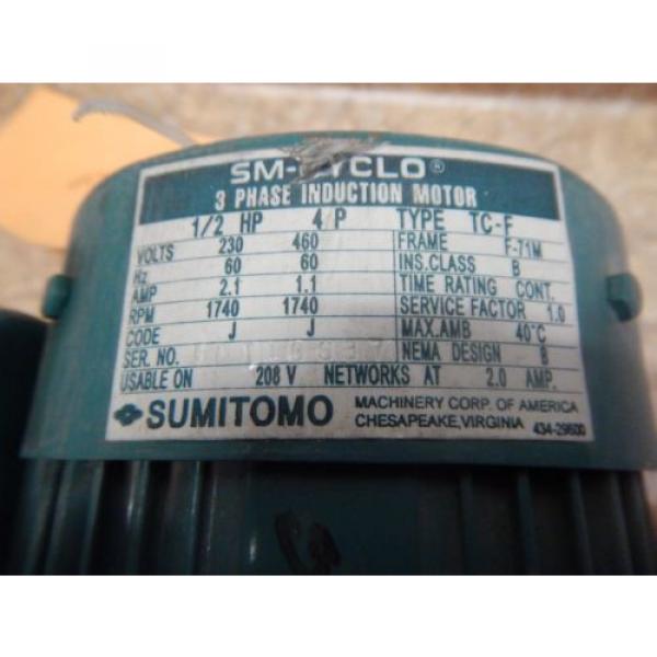 Origin Sumitomo CNHM-05-4090-YB Gear Reducer amp; Motor 1/2 HP 15:1 Ratio 230/460 Volt #2 image