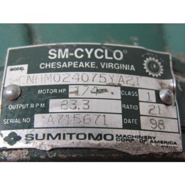 Sumitomo SM-Cyclo CNHM024075YA21 1/4HP Gear Motor 21:1 Ratio 208-230/460V 3Ph #8 image