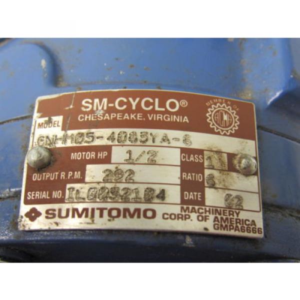 Sumitomo SM-Cyclo CNHM05-4085YA-6 1/2HP Gear Motor 6:1 Ratio 208-230/460V 3Ph #9 image