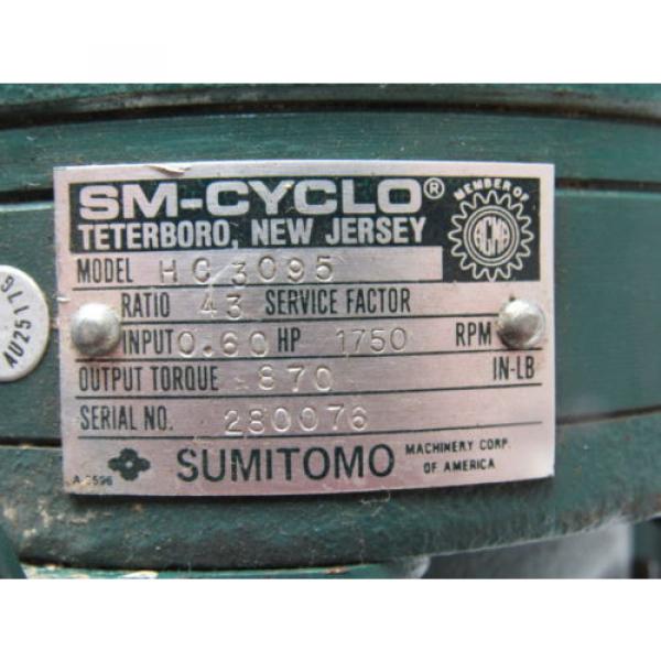Sumitomo SM-Cyclo HC3095 Inline Gear Reducer 43:1 Ratio 060 Hp 1750RPM #10 image