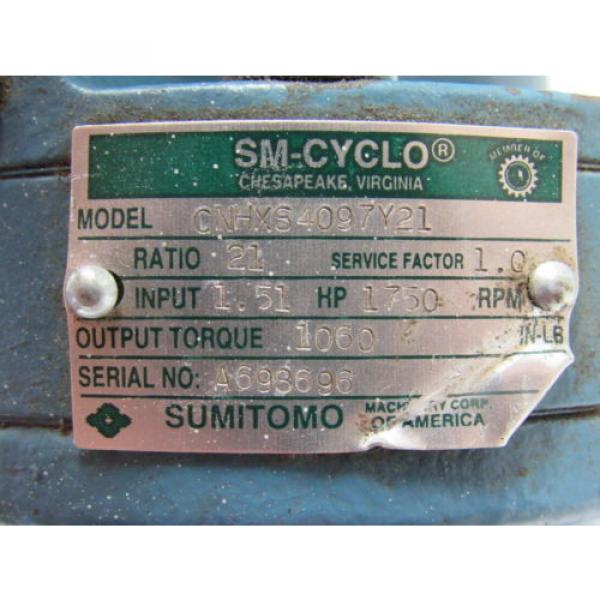 Sumitomo SM-Cyclo CNHXS4097Y21 Inline Gear Reducer 21:1 Ratio 151 Hp 1750RPM #11 image