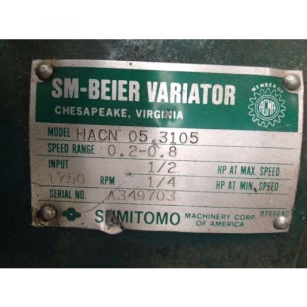 Sumitomo SM-Beier Variator HACN-05-3105 1/2HP Gear Drive/Speed Reducer 17:1 #6 image