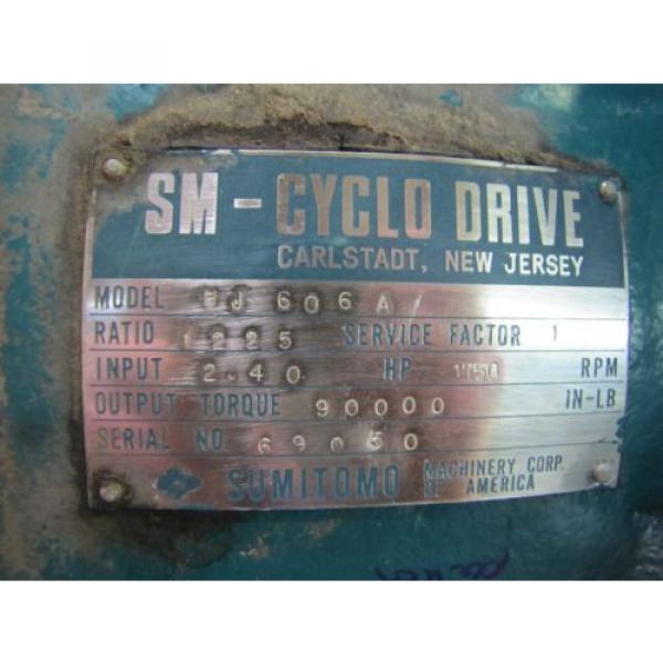 SUMITOMO SM-CYCLO HJ606A GEARBOX SPEED REDUCER 1225:1 RATIO 90000 IN-LB 24HP IN #2 image