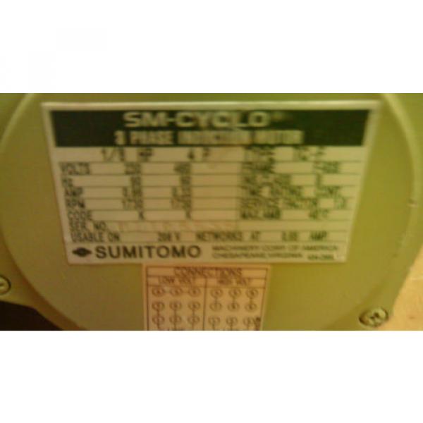 SUMITOMO CNFMS-01-4085YA-6 INDUCTION MOTOR 1/8 HP 3 PHASE 230V 292 RPM #1 image