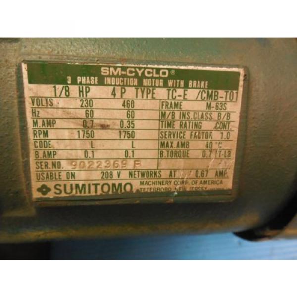 Origin SUMITOMO HMS 3090 A 1/8 HP 3 PHASE INDUCTION MOTOR 1750 RPM INDUSTRIAL #3 image
