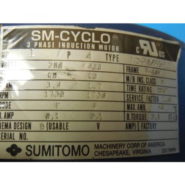 SM CYCLO SUMITOMO CNFMS1-6085YA-B-21 AC MOTOR INDUSTRIAL MACHINERY TOOLING #6 image