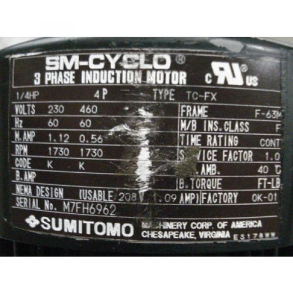 Sumitomo integral motor 9A3V0213720KA, 25hp, 230/460, F-63M fr, spiroid, TC-FX #6 image