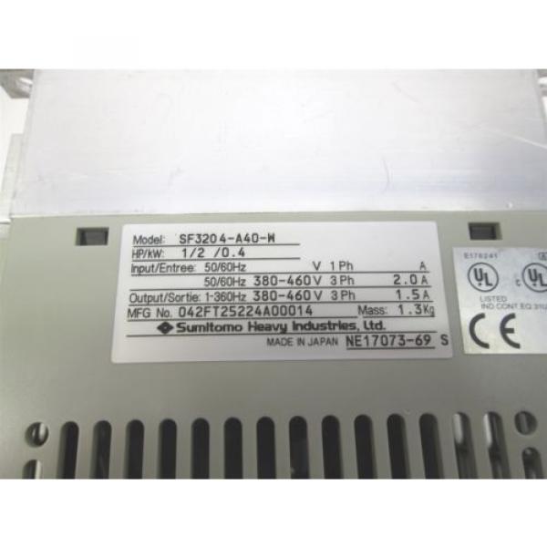 Sumitomo SF3204-A40-W 3 Phase AC Motor Drive Inverter VFD SF-320, 1/2HP 380/460V #3 image