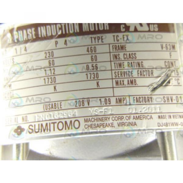 SUMITOMO TC-FX RNYMS02-1220YA-40 1/4 HP 1730 RPM INDUCTION MOTOR Origin NO BOX #2 image