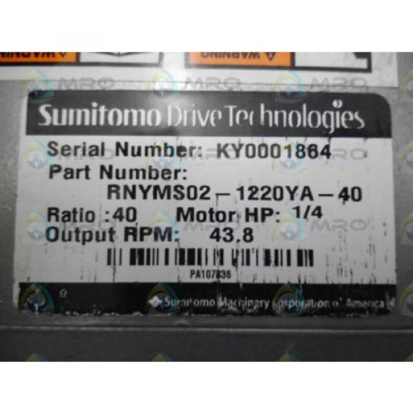 SUMITOMO TC-FX RNYMS02-1220YA-40 1/4 HP 1730 RPM INDUCTION MOTOR Origin NO BOX #6 image