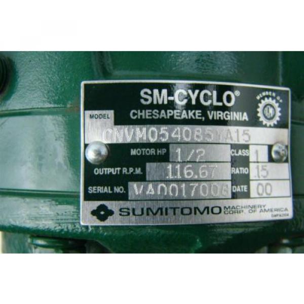 Sumitomo SM-Cyclo 3ph induction motor  1/2HP 230/460V 21A 1740RPM CNVM054085YA1 #6 image