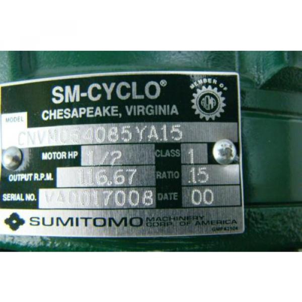 Sumitomo SM-Cyclo 3ph induction motor  1/2HP 230/460V 21A 1740RPM CNVM054085YA1 #7 image