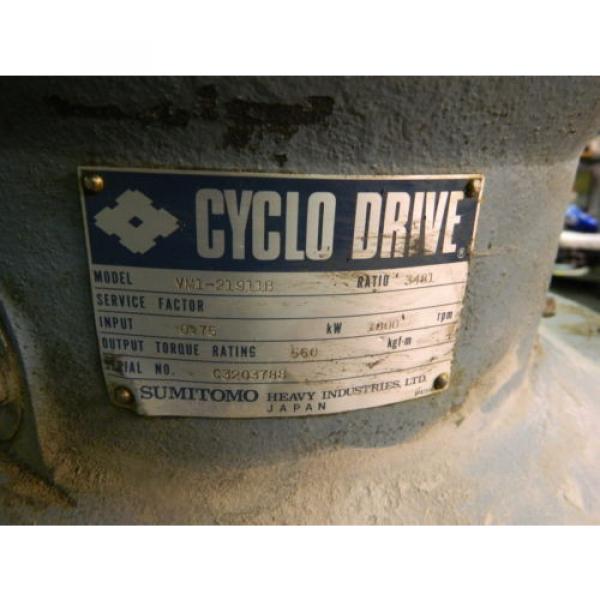 Sumitomo Cyclo Drive, VM1-21911B, 3481:1 Ratio, 1 HP, 1750 RPM, Used, Warranty #7 image