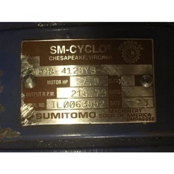 Sumitomo Cyclo gearmotor CNHM-8-4125YB-6, 292 rpm, 6:1, 75hp, 230/460, inline #6 image
