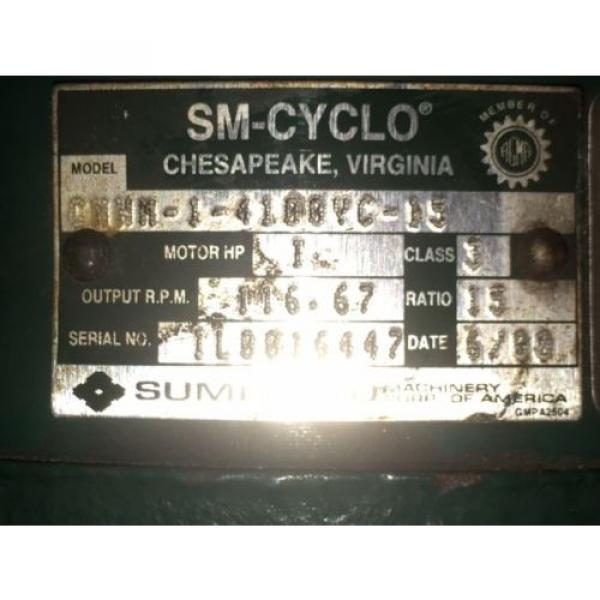 Sumitomo Cyclo gearmotor CNHM-1-4100YC-15, 117 rpm, 15:1,1hp, 230/460, inline #6 image
