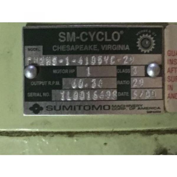 Sumitomo Cyclo gearmotor CNHMS-1-4105YC-29, 60 rpm, 29:1,1hp, 230/460, inline #5 image