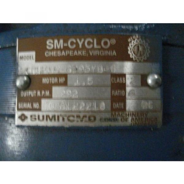 Sumitomo Cyclo gearmotor CNHM-1H-6095YB-6, 292 rpm, 6:1, 15hp, 230/460, inline #8 image