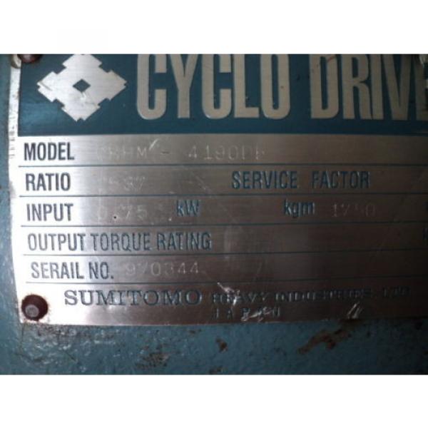 SUMITOMO CYCLO DRIVE CHHM-4190DB 2537:1 RATIO 075KW 1750RPM #7 image