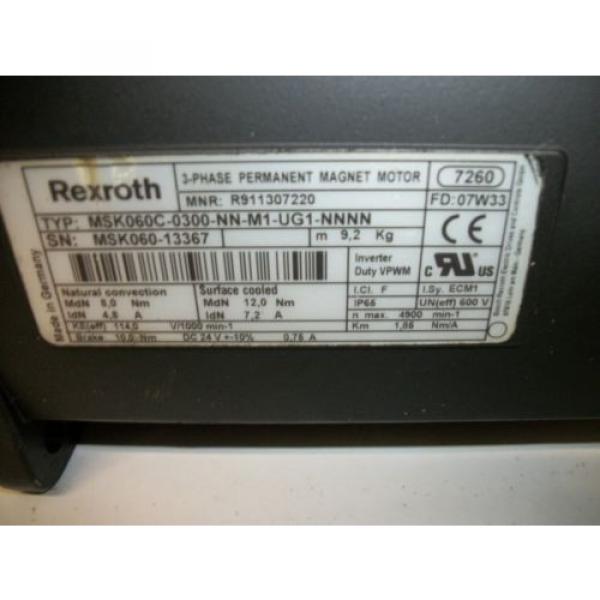 Rexroth Bosch MSK060C-0300-NN-M1-UG0 60C Frame Servo Motor MOT3146 #2 image