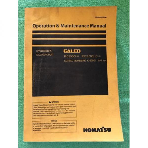 Komatsu Luxembourg  PC200LC-8 PC200-8 Service Repair Manual C 60001 and Up. PEN00108-00 #1 image