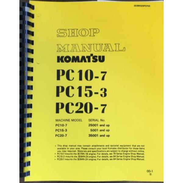 KOMATSU Cuinea  PC10-7 PC15-3 PC20-7 Hydraulic Excavator Service Shop Repair Manual Book #1 image